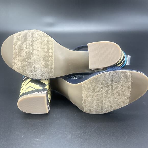 New Crown Vintage Cadence Womens 8M Aztec Navy Block Heel Open Toe Braid Sandal - Picture 7 of 10